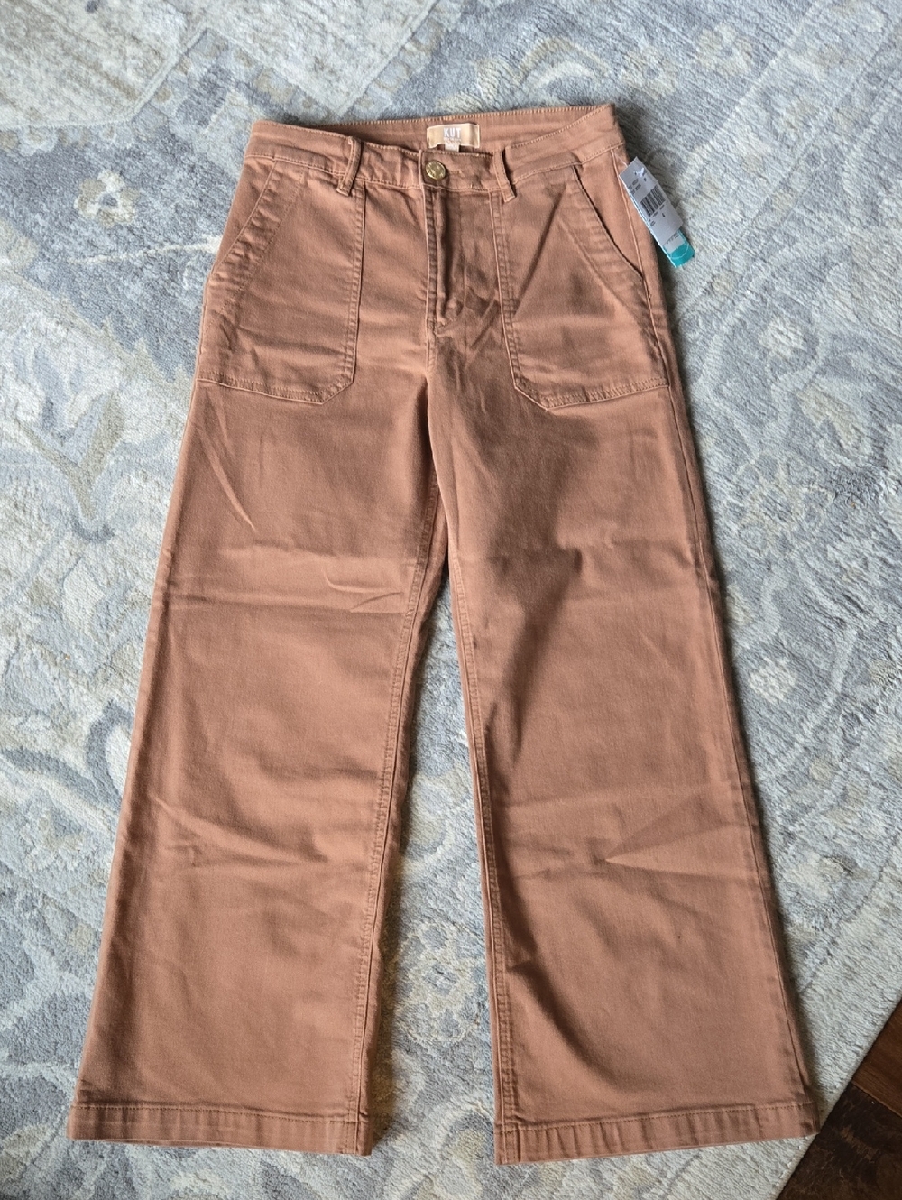 Kut from the Kloth Meg Wide-Leg Pants Mocha Brown Utility Trouser Size 4